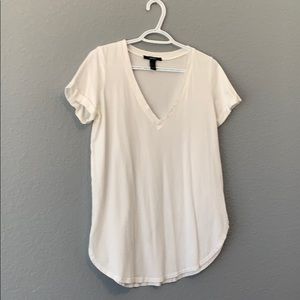 White and Black V Neck (Long) Tee